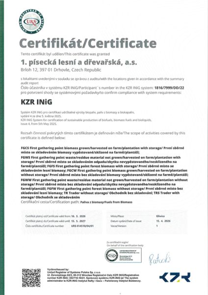 KZR INiG certifikát