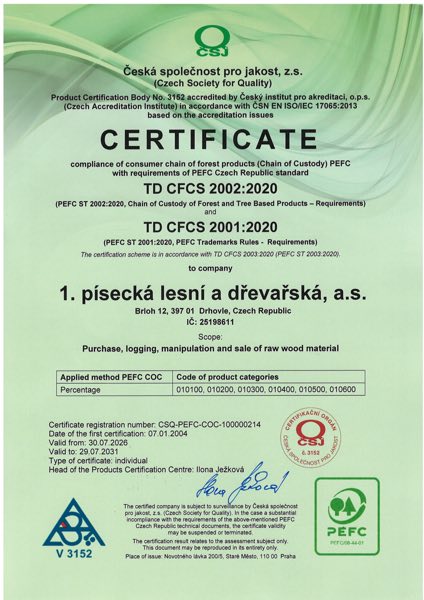 PEFC certifikát